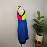 Vintage 90’s Ashley Brooke Cutout Colorblock Linen Mini Dress Blue Size 10 Photo 9