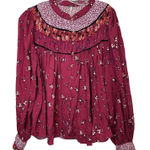 Free People  Paloma Printed Floral Prairie‎ Cottage Boho Blouse Size S Petite Photo 0
