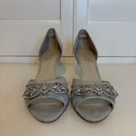 Ivanka Trump Silver Suede Nanci 3 Inch Embellished Heels Size 7 1/2 M Photo 2