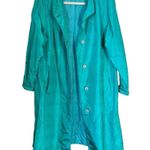 Forecaster of Boston Womens Sz L? Teal Green Midlength Rain Trench Coat Vintage Size L Photo 5