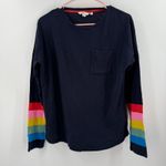 Boden Shirt Size 4 Long Sleeve Navy Blue Rainbow Cuff Sleeves T0828 Cotton Tee Photo 11