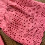 Loft  coral eyelet peplum blouse size small Photo 5
