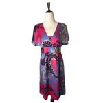 Boden Dress Women 6 Purple Pink Silk Flutter Sleeve Paisley Print Boho Preppy Photo 1