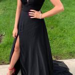 PromGirl Black Slit Leg Prom Dress Photo 0