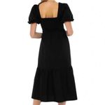 ASTR the Label Poplin Puff Sleeve Tiered Midi Dress Black - Size Small Photo 1