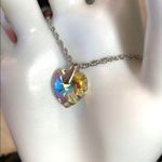 Swarovski Crystal AB Heart Pendant on Silver Chain Necklace Photo 3