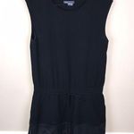 Vince Women’s Black Lamb Leather Hem Drawstring Waist Sleeveless Dress Photo 0