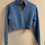 TNA Cozy Fleece Perfect Cropped Quarter Zip Size XS Blue Photo 0