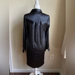 Brochu Walker  Silk Satin Stretch Full Button Long Shirt Dress No Belt Photo 2