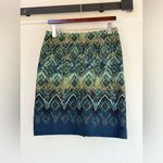 J.Jill Peacock Blue Green Print Textured Knit Skirt Womens XS Business W… Photo 3
