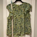 RD & Koko Yellow Blue Floral Pleated Ruffle Sleeve Semi Sheer Size M Size M Photo 6