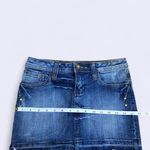 Y2K 2000s Mcbling Goth Grunge Whimsy Micro Mini Denim Jeans Skirt Low rise Rhinestone Stud Frayed Hem #Bedazzled #Grunge #2000s #Trendy #Sequin Size 3 Photo 4