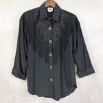 RM Richards Karen Kwong Womens Pant Set Size 8P Evening Formal Lace Vintage Glam Black Photo 6