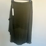 Line and Dot REVOLVE  Pleated Silk Faux-Wrap Olive Green Skirt size Large NEW Photo 2