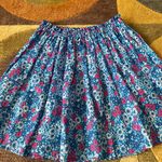 Blue Pink White Yellow Flower Floral Print Smocked Waist Lightweight Short Skirt Multiple Photo 1