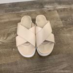 Cecilia New York Cream Simple Uma Platform Crisscross Straps Flat Slide Sandals Size 9.5 Photo 2