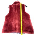 J.Crew Fuzzy Burgundy Zip Front Vest Women’s Small – Faux Fur Sherpa Layer Red Photo 4