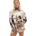 BDG New Urban Outfitters  Printed Denim Shirt Oversized Western Cowgirl Print XS Photo 2