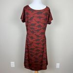 COWCOW Dress XL Brown Dinosaur Fit Flare Novelty Short Sleeve A Photo 6