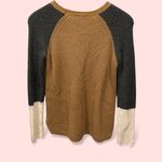 Talbots Cute creamy camel lambswool blend sweater chunky knit colorblock Photo 3