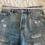 PacSun High Rise Light Denim Acid Wash Thrashed Icon Button fly Short Photo 7