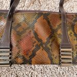 Vtg Tosca Blu Made Italy Leather Python Embossed Shoulder Shopping Bag Elegant Brown Photo 14