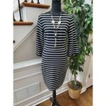 Old Navy  Women's Black & White Cotton Long Sleeve Boat Neck Knee Length Dress S Photo 9