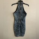 Vibrant MIU Y2K Bodycon Acid Wash Side Contrast Denim Dress S Photo 8