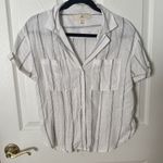 Thread & Supply Black and White Striped Shirt linen blend size small Photo 0