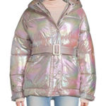 NEW Noize Bonita Holographic Puffer Jacket Size XS Metallic Tanzanite Ski Sporty Silver Photo 0
