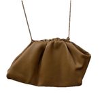 The Drop Brown Vegan Leather Ruched Crossbody Bag Asymmetrical Bag Purse Women Tan Photo 2
