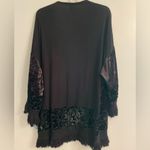 Knox Rose Boho Witchy Burnout Velvet Animal Print Fringe Black Women's Kimono Cardigan Photo 7