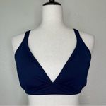 Athleta Navy Blue Criss Cross Striped Back Sports Bra Photo 2