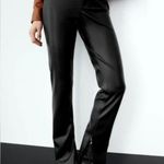 ZARA Black Faux Leather Flared Ankle Pants Slim Split High Rise Women14 NWT Photo 2