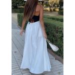 ZARA  LONG Maxi DRESS Strappy TIES black White Elegant Formal Party Whimsy Fairy Photo 8