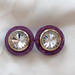 Buttons These Are Amazing! Vintage Pierced Earrings  W Revolution Rhinestones Photo 3