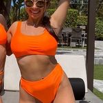 Pink Queen Neon Orange High Rise Bikini Photo 0