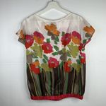 Apostrophe  Size S Blouse Silk Floral Crew Neck Pull Over Banded Bottom Women’s Photo 6