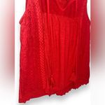 Knox Rose Women Rebel Red Eyelet lace Ribbed Tank Top Photo 7