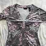 Vintage Y2K New York & Company grey & pink floral long sleeve top size small Photo 5