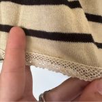 Free People  Striped Cotton Crochet Lace Trim Long Sleeve Top Womens Small Boho Photo 2