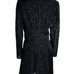The Kooples  Velvet Dress Flocked Leopard Long Sleeve Black V-Neck Buttons Large Photo 9