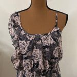 Guess floral print ruffled strap cinched elastic waist chiffon mini dress size M Photo 4