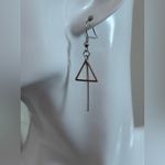 Geometric Silver and Gold Triangle Earrings NWT 2” Photo 1