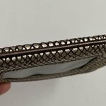 Fossil Coin Purse Pouch Leather Zipper ID Window Key Charm Pewter Gold Brown Photo 6