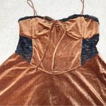 Urban Outfitters  Women's Brown Velvet Black Lace Faith slip Dress Size Large Photo 1