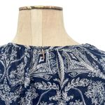 MISA Los Angeles Maya Bell-Sleeve Top Paisley Pom Trim Navy Blue Size XS Photo 9
