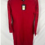 DKNY NWT  Logo Long Sleeve Knit Sweater Dress Red Size Medium Photo 2