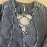 Free People Free‎ People Small Neopolitan Dreams Denim Tunic Lace Up Long Sleeve Cotton Boho Photo 4