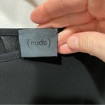 Cute Black flowy lightweight pin tucked sleeveless top Nude pull on jersey feel Size M Photo 3